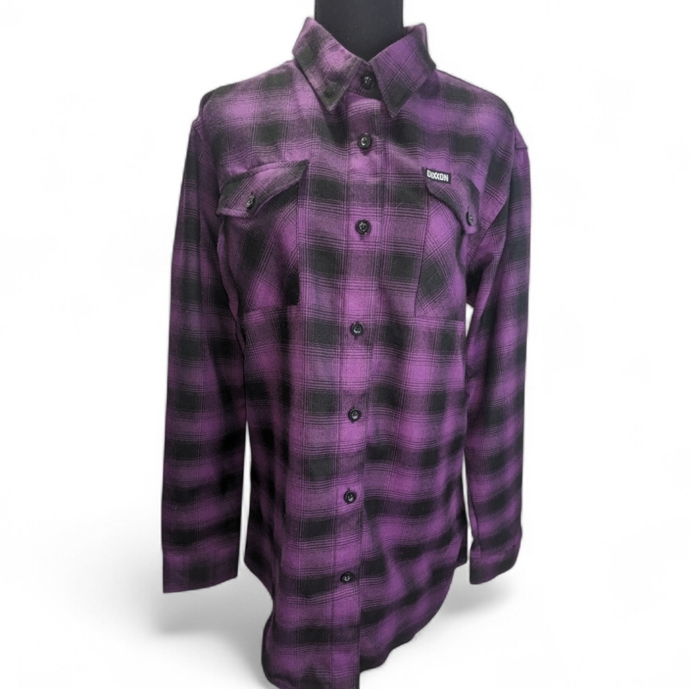 DIXXON Rare Limited Edition Women's Purple Plaid Button Down Shirt Size XL